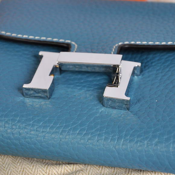 Cheap Fake Hermes Constance Togo Leather Wallets A608 Blue - Click Image to Close